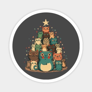 Christmas tree made of happy cats Magnet